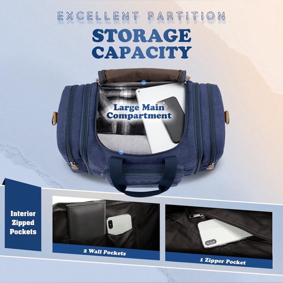 Gonex Canvas Duffle Bag for Travel 60L Expandable Duffel Weekend Overnight NWOT - Picture 9 of 13